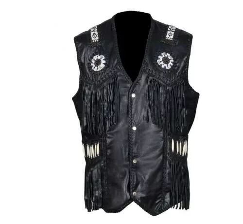 Leather fringe vest mens clearance
