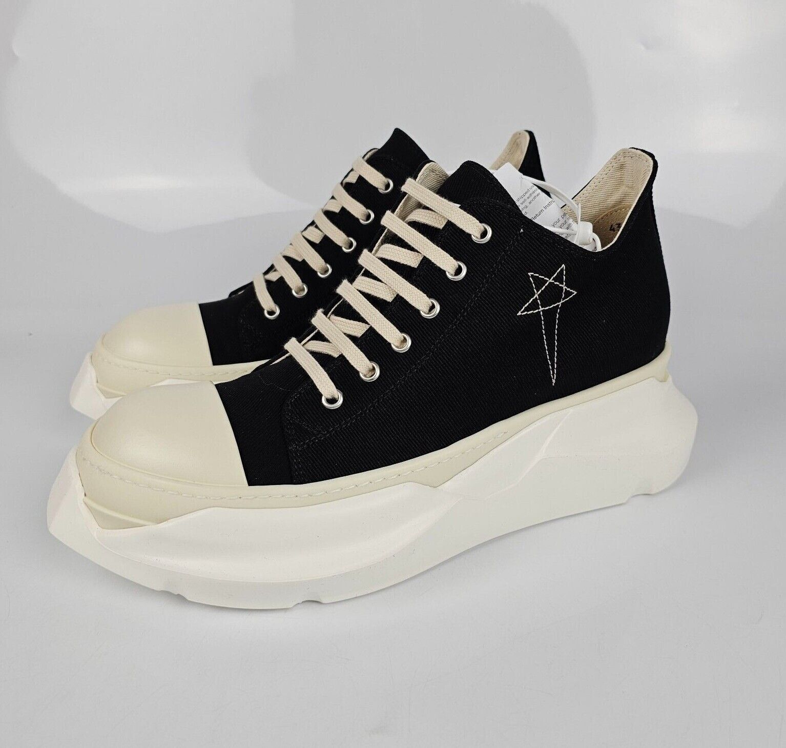 Rick Owens Men's DRKSHDW Abstract Black Denim Sneakers New Size 42.5 US 9.5