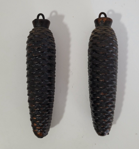 Pair Of Vintage Grandfather Clock Acorn Weights 7" Long Weigh 2 lb 10oz Each