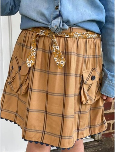 Matilda Jane Freya Skirt Girls 4 Plaid Tie Waist Skirt Honey Gold NWT - Picture 2 of 12