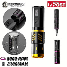 Wormhole Tattoo Machine Wireless Pen Battery Rotary Motor 2100mAh Digital LED AU