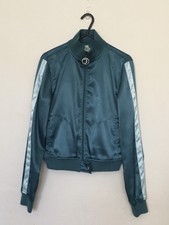 Jlo Bomber Jacket Full Zipper Teal Size S 6-8 Uk Green -blue Pockets Full Zip