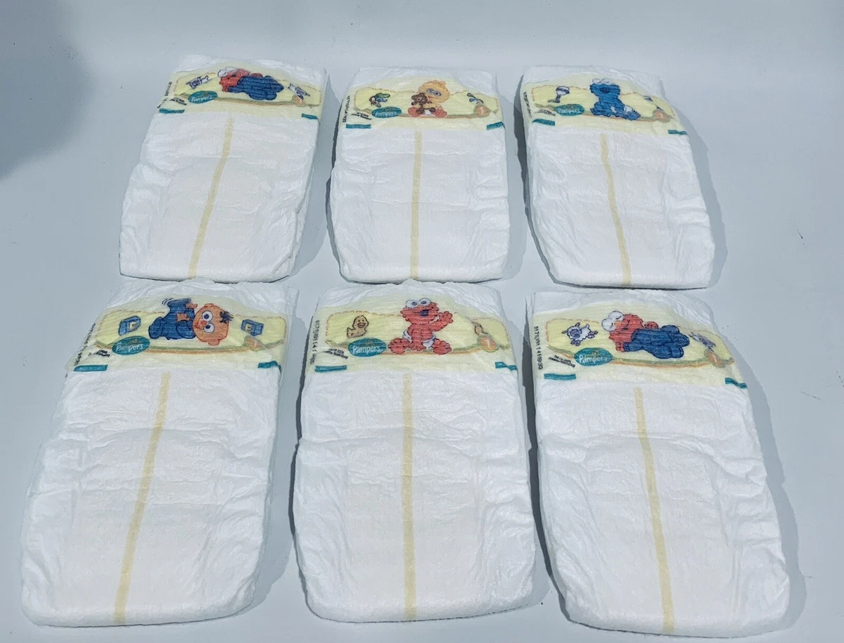 Pampers Diapers Lot Of 6 Sz 1 Sesame Street Elmo Big Bird Cookie Monster  2008