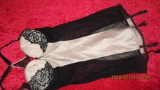 ANN SUMMERS UNDERWIRED CHAMPAGNE/BLK  CAMI SUSPENDER SIZE 12  NWT  'KATE'