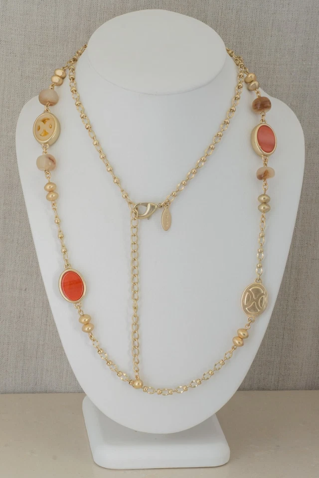 Двустороннее ожерелье Chicos Mila Sahara Champgne Gold Coral овальное - Изображение 4 из 4