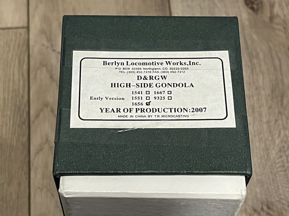 Berlyn Works BLW On3 D&RGW High Side Gondola Early Wooden