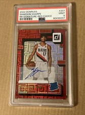 2022 Donruss Shaedon Sharpe Rated Rookie Red Choice Jersey #’d 17 /99 PSA 9 MINT
