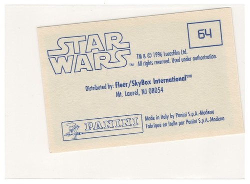 1996 SKYBOX STAR WARS STICKERS #64 WICKET CAPTURES LEIA - Picture 2 of 2