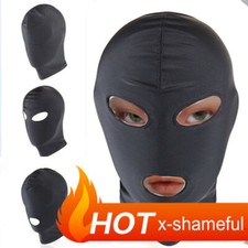 L Size Unisex Spandex Open Mouth Hood Gimp Face Mask Head Roleplay Binding