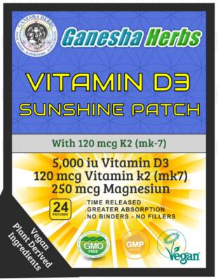 NEW! VITAMIN D3 / K2 5,000 iu SUNSHINE 48 PATCHES!! + MAGNESIUM 4 MONTH SUPPLY!!