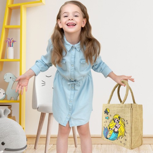 Bolso de mano para niños Domelo bolso de yute pequeño bolso de hombro sirena - Imagen 3 de 11