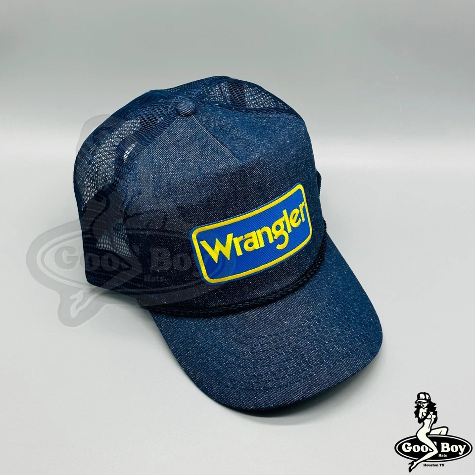 Gorra Wrangler Vintage Retro Denim Camionero Malla Cuerda Snapback Gorra Años 90 Rodeo Foto 4 de 4