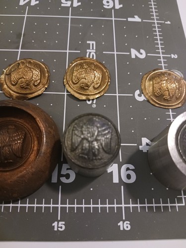 3 Antique U.S. Military Eagle Button Maker Button Die VERY UNIQUE SUPER RARE! - Picture 3 of 6
