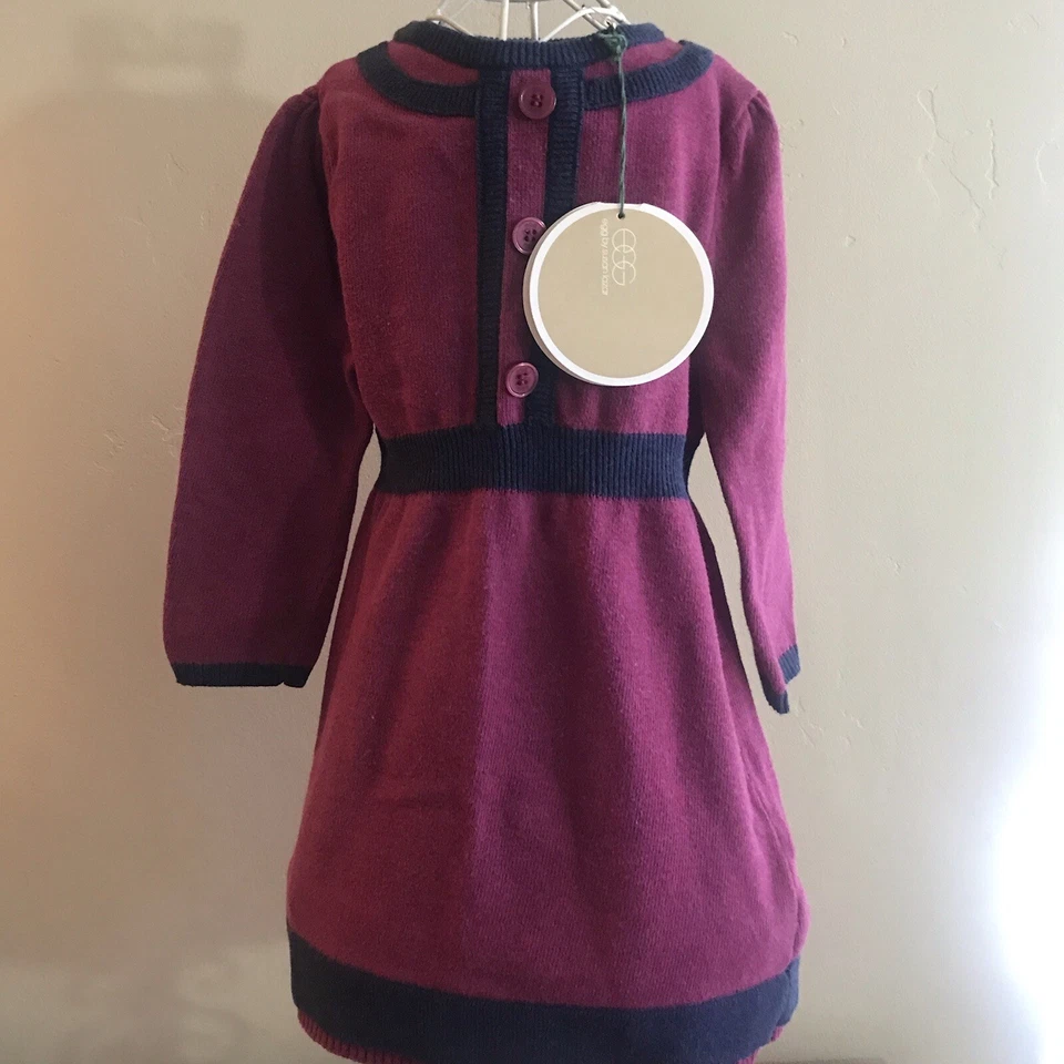 Vestido clásico tejido ciruela EGG BY SUSAN LAZAR para niña pequeña W3CK648T 2T NOS Foto 3 de 4