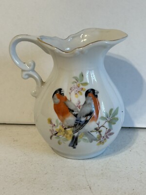Vintage  Fine China Birds bed side water pitcher/creamer Japan  e7