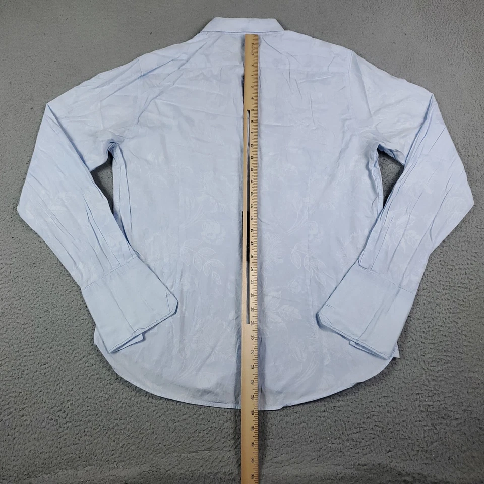 Camisa Ted Baker London Para Hombre 16.5 Azul Floral Vestido Abotonado Manga Larga Foto 3 de 4