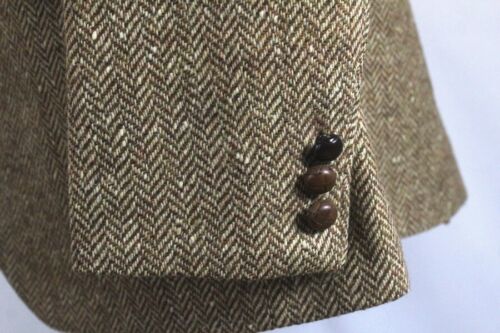 vintage 70s brown Herringbone Heavy Tweed blazer jacket sport suit coat 38 L - Picture 3 of 9