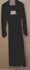 Women's Long Black Dress, White Trim, Crepe Shrug, 2/4/6/10 concerts, recitals