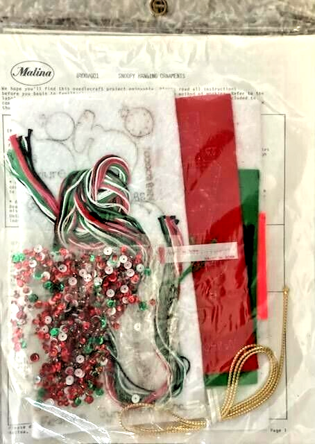 Kit De Latch Hook Snoopy Malina – 'Holiday Cheer' – Neuf Scellé Vintage Noël
