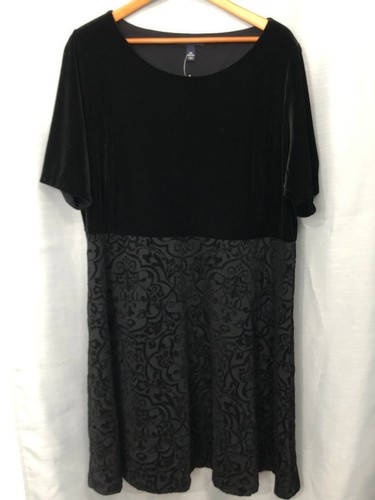 Lands End Dress Womens size 2x black velvet witchy embossed whimsigoth nwt