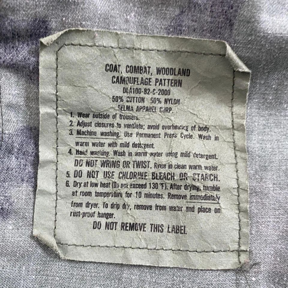 Vintage US Army BDU Jacket Mens XL Regular Woodland Camo Combat Coat 80s - Image 4 of 4