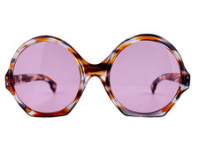 VINTAGE RENAULD ROUNDED FRAME MULTICOLOR ROSE LENS 1970 SUNGLASSES MADE IN ITALY