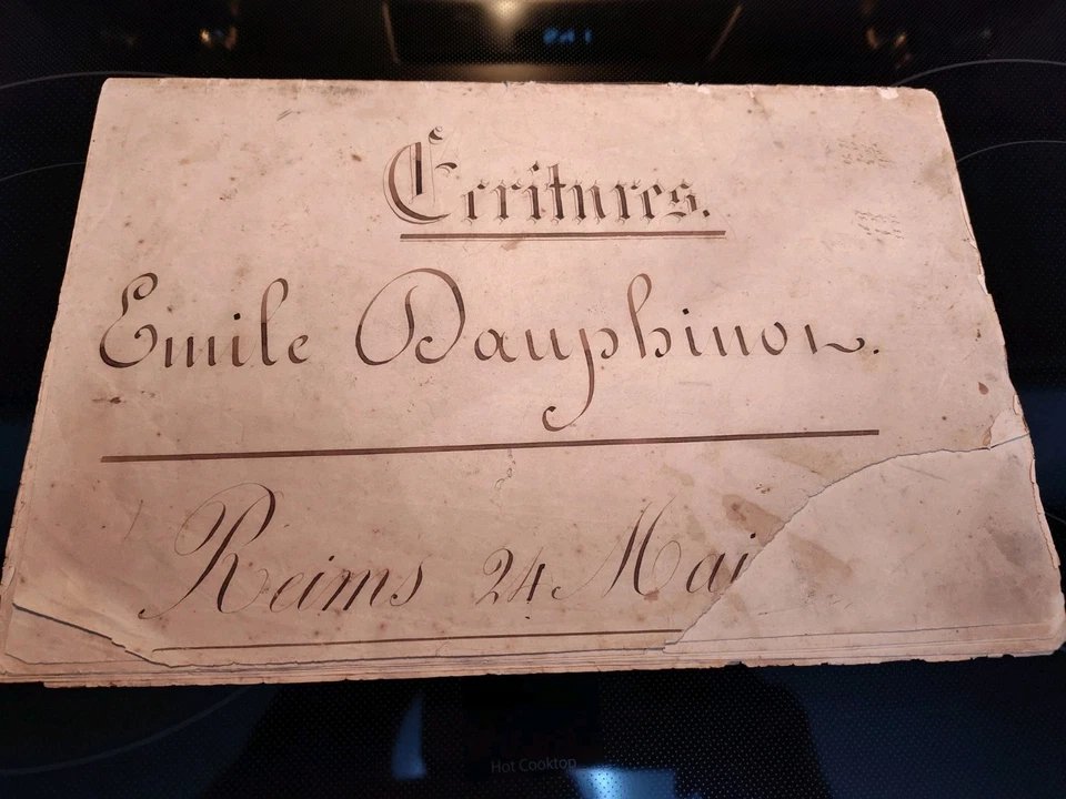 ANTIQUE CALLIGRAPHY WITH FOLK ART AND FLOURISHES 19TH CENTURY 10 PAGES EPHEMERA - Image 4 of 4