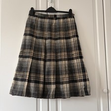 Damen Vintage Gor-Ray Tartan reine Schurwolle Plissee Midi Rock W28