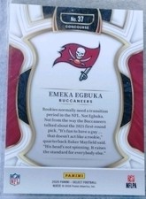 2025 Panini Select Football Emeka Egbuka #37 Concourse Rookie RC Buccaneers