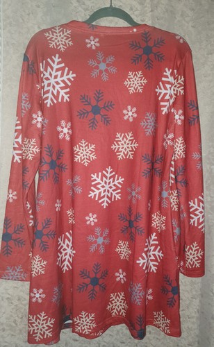 Sweatshirt Blusenshirt Pullover Tunika ❄️ Gr. 46/48; 2XL ❄️ Rot ❄️ Schneeflocken - Bild 5 von 9