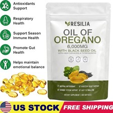 2026 Resilia Oil of Oregano 6000mg with Black Seed Oil Softgels 60 Capsules
