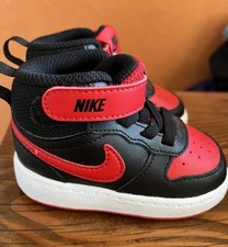 Toddler's 4C Nike Court Borough Mid 2 Blk/University Red-White CD7784 003