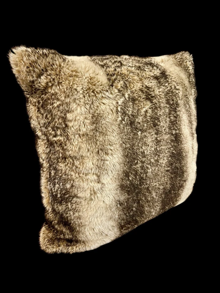 Pottery Barn FAUX FUR Pillow Cover 18" Brown INCLUDES PB Feather Insert EXC! - Image 3 of 4