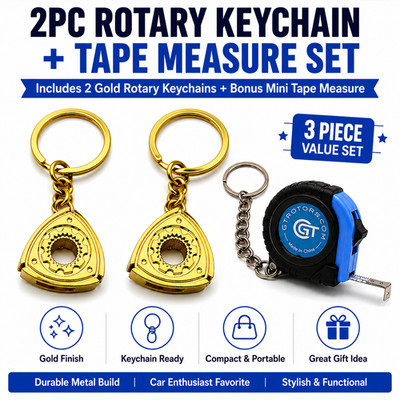 2 PACK Gold Rotary Engine Keychain Dorito Triangle RX7 RX8 Automotive Mini Part