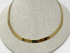 Milor Italy Herringbone Flat Gold Vermeil 925 Sterling Silver Necklace 20" 5.5mm