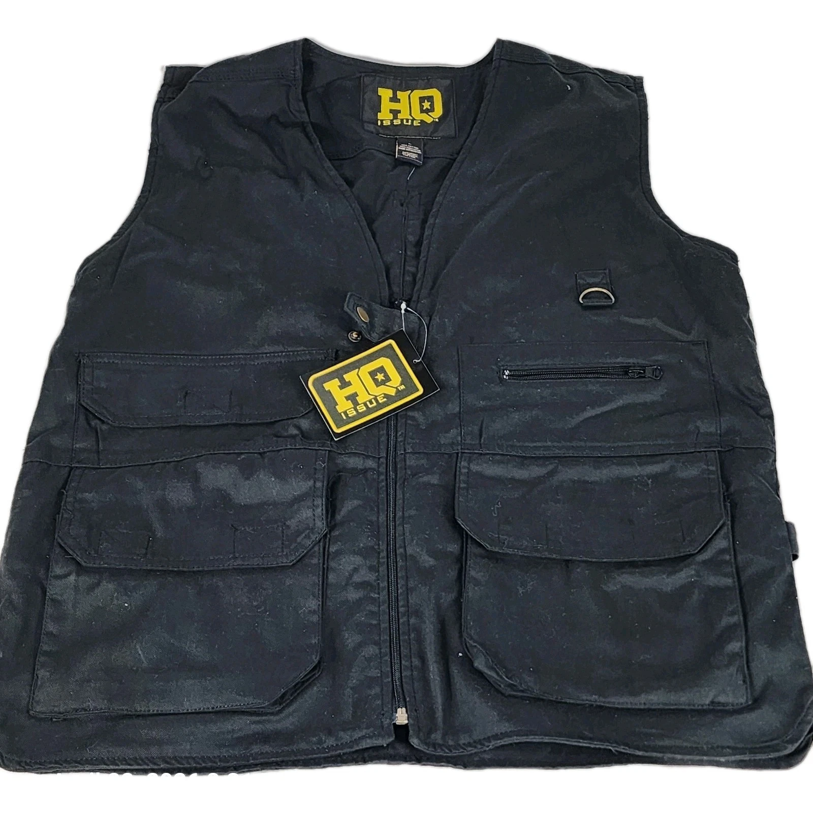 HQ Issue Utility Vest Mens Large Black Tactical Outdoors Fishing Hiking Pockets
