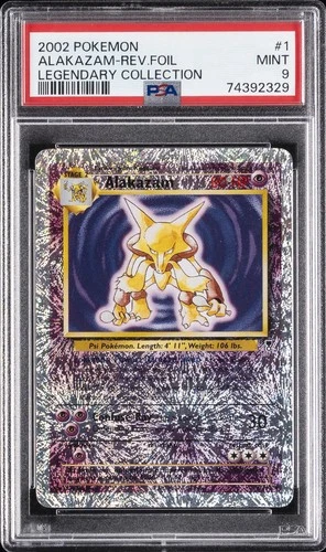 2002 POKEMON LEGENDARY COLLECTION #1 ALAKAZAM-REVERSE FOIL PSA 9