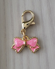 Pink Bow  Charm  Zipper Decoration  Lobster Claw Clasp  Keychain