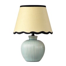 EDISHINE Ceramic Table Lamp with Adjustable Rattan Shade, Cozy Bedside Reading