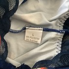 Navy Blue Floral Teddie/ Bodysuit Trimmed In Lace, Size Large — photo 8