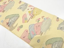7714837: JAPANESE KIMONO JAPANESE NAGOYA OBI / TSUMUGI / WOVEN DISTANT MOUNTAINS