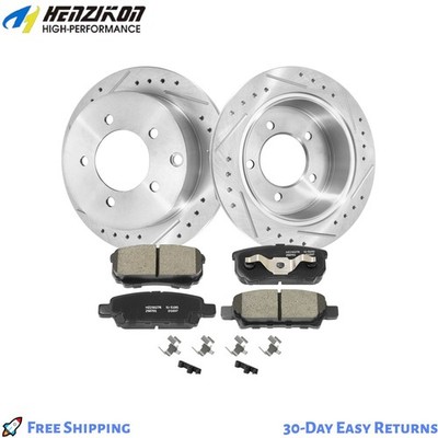 Rear Drilled Rotors Ceramic Brake Pads for Chrysler 200 Dodge Caliber Mitsubishi