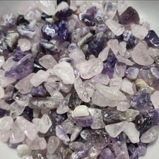 1.5 lb Amethyst And Rose Quartz Crystal Chips Tumbled Stones 5  10mm