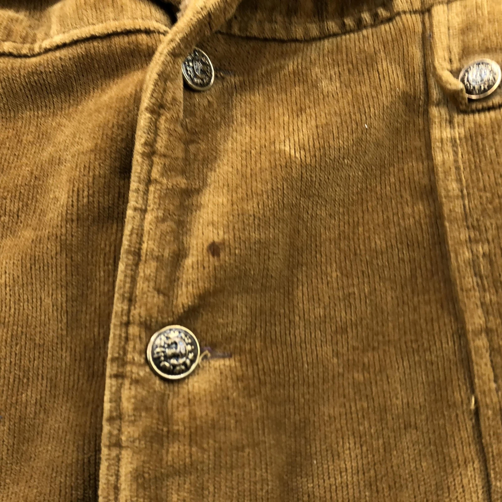 Vintage Cal Craft Coat Mens Large Brown Corduroy Faux Fur Lined Overcoat USA - product detail image 5