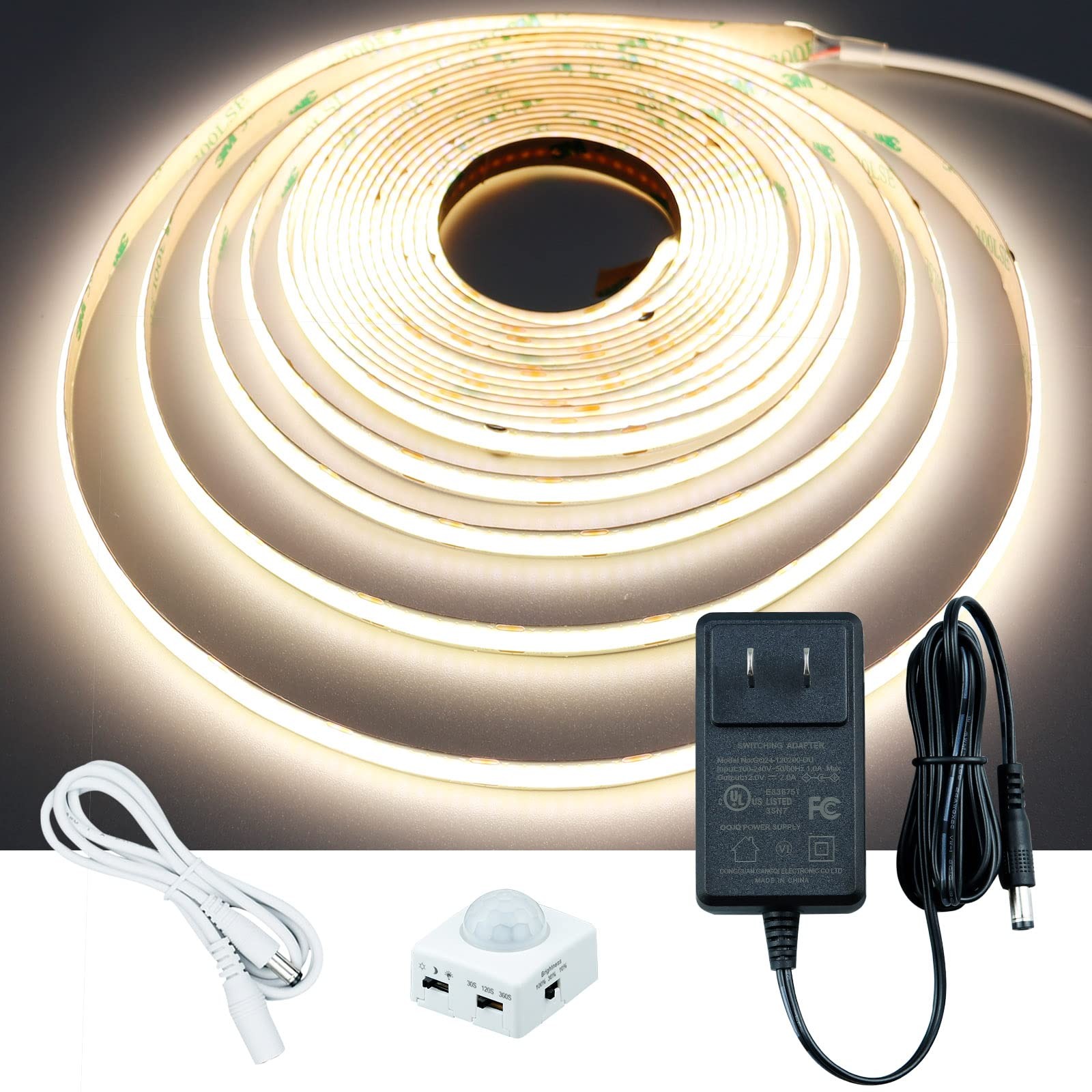 Motion Sensor COB LED Light Strip 16.4ft(5M) Natural White 4000K 3 Lighting M.... Available Now for $41.46