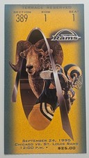 1995 Ticket Stub St Louis Rams vs Chicago Bears, Erik Kramer 3 TDs, Miller 2 TDs
