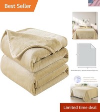 All-Season Lightweight King Blanket - Khaki Microplush, 90x108 for Cozy Living