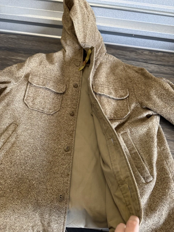 Chaqueta Abrigo Vintage WOOLRICH PARA HOMBRE Grande REVERSIBLE Con Capucha Trabajo Cálido Usado en Excelente Condición Foto 2 de 4