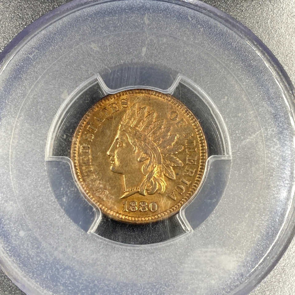 1880 Indian Head Cent PCGS Genuine UNC Details Cleaning - Image 2 of 4