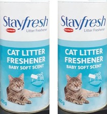 2 x Cat Litter Freshener Baby Soft Prevent Nasty Odours & Provide Freshness 400g 9.19 per kilo